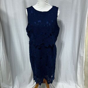Sociology Navy Floral Lace Midi Dress